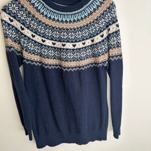 Fat Face Navy Blue Fair Isle Cotton Sweater Size 8